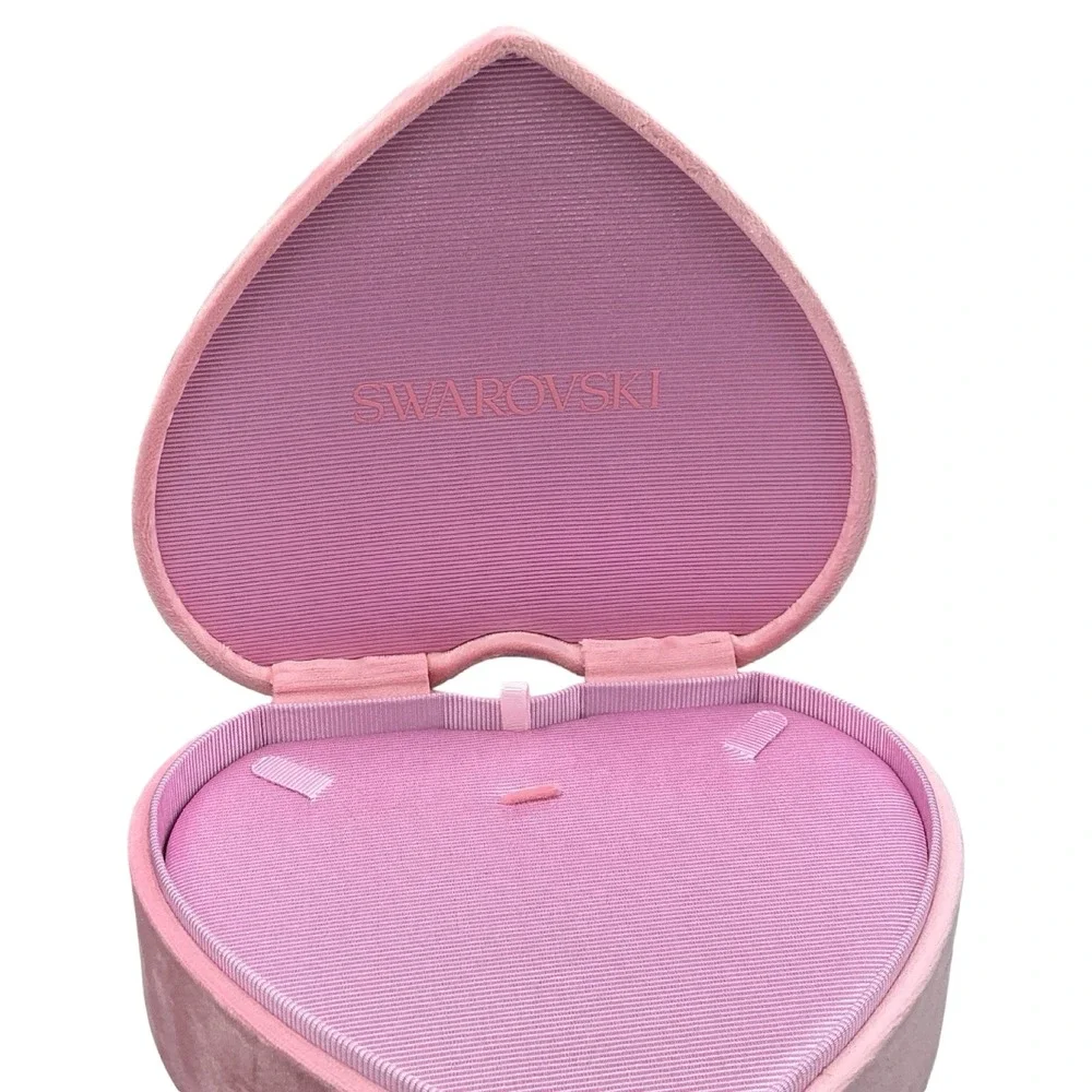 Swarovski Authentic Pink Heart Velvet Jewelry Box Rings Bracelets Necklaces
